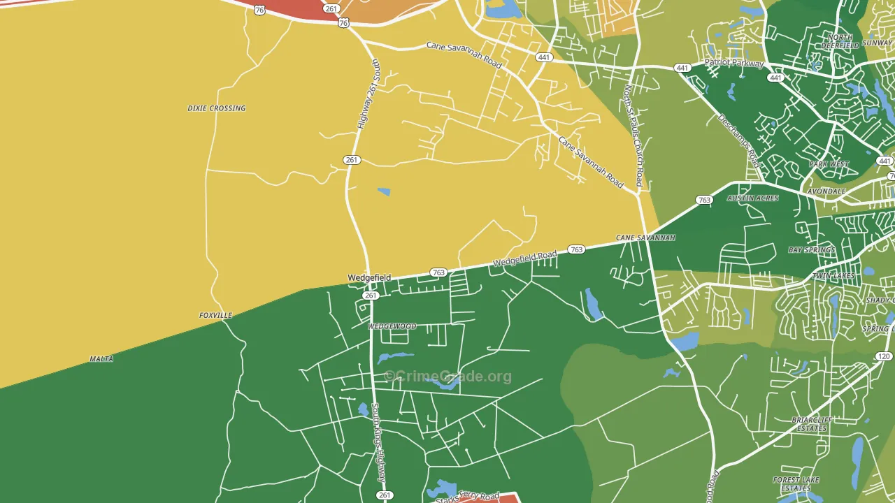 Wedgefield, SC Map of Arson Rates