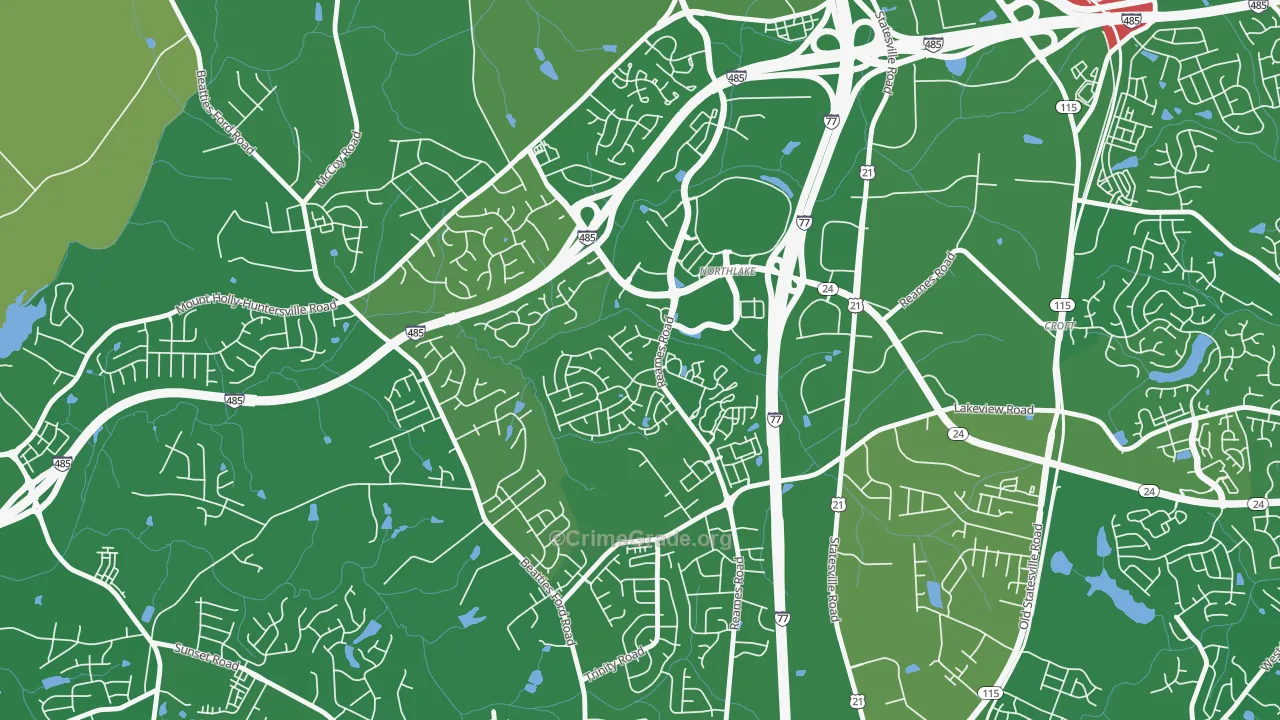 Wedgewood, Charlotte, NC Map of Arson Rates