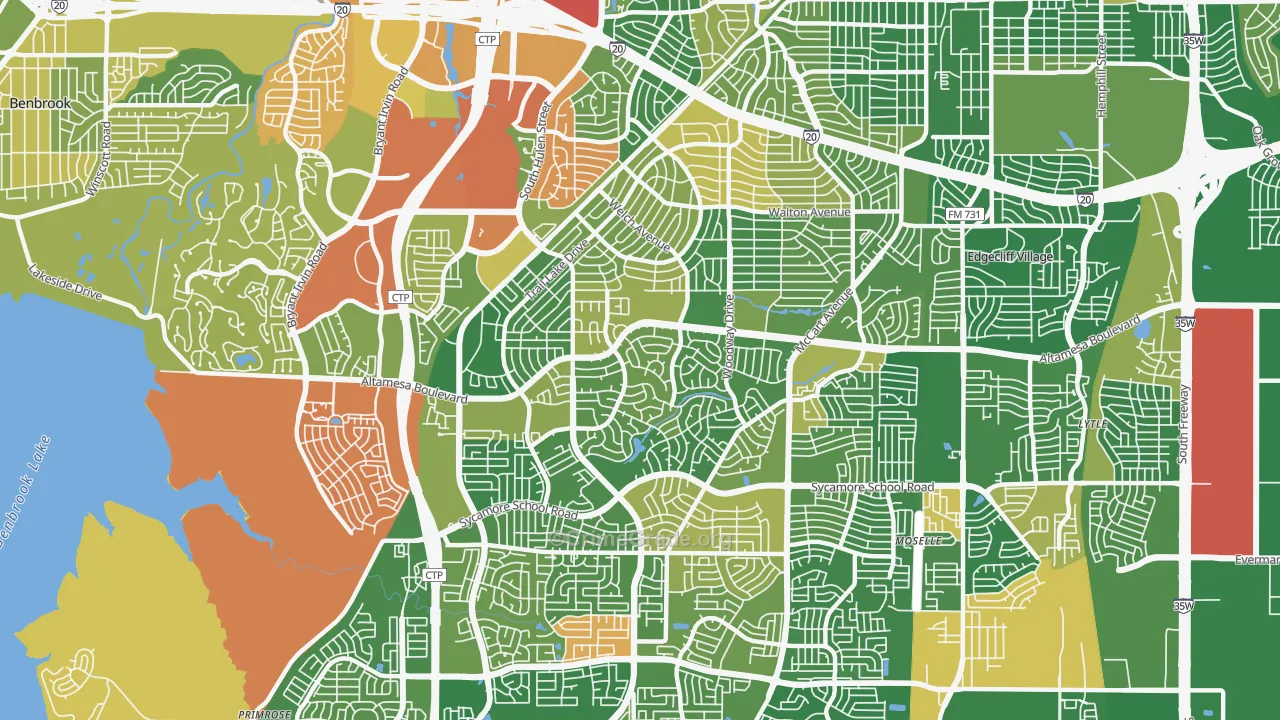 Wedgwood, Fort Worth, TX Map of Arson Rates