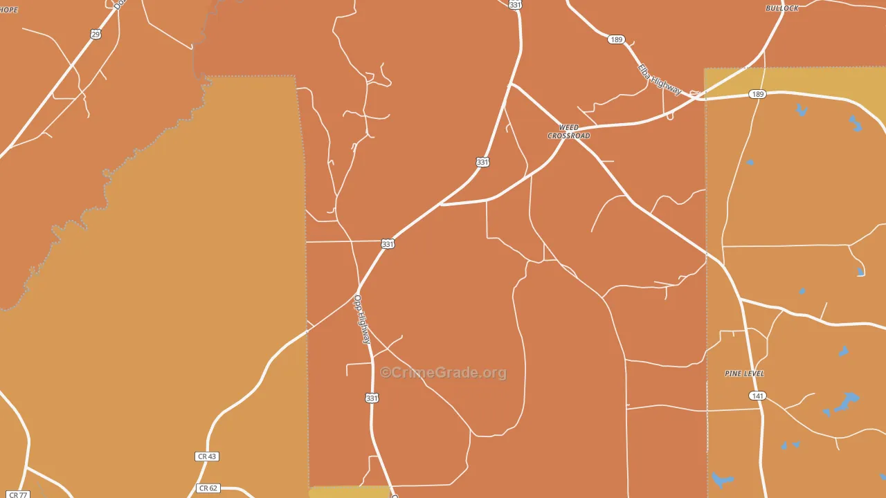 Weed Crossroad, AL Map of Arson Rates