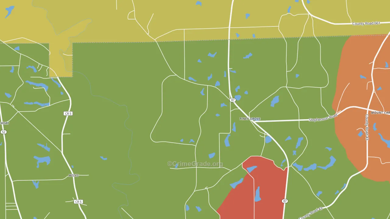 Weeks, AL Map of Arson Rates