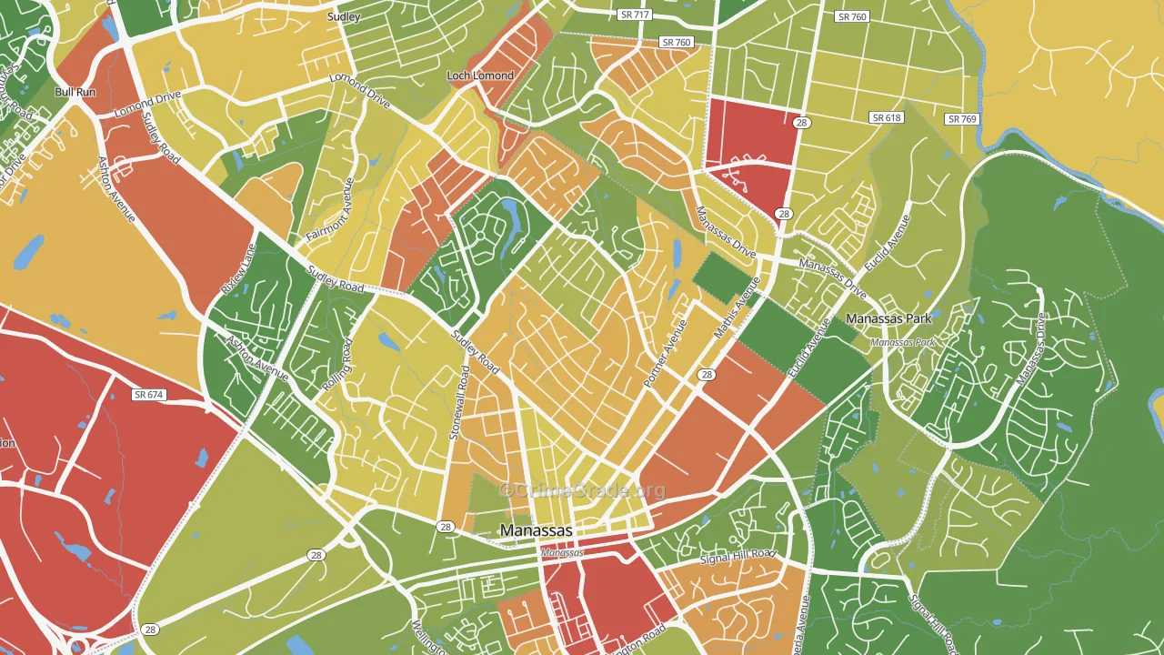 Weems, Manassas, VA Map of Arson Rates