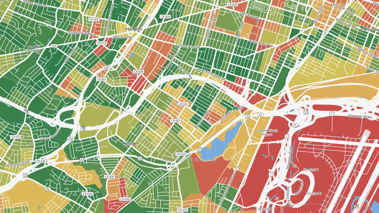 Weequahic, Newark, NJ Map of Arson Rates