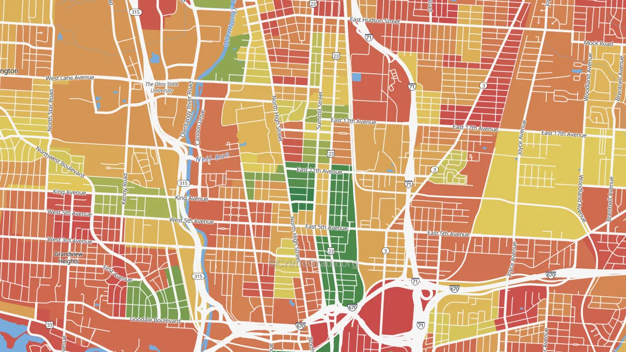 Weinland Park, Columbus, OH Map of Arson Rates
