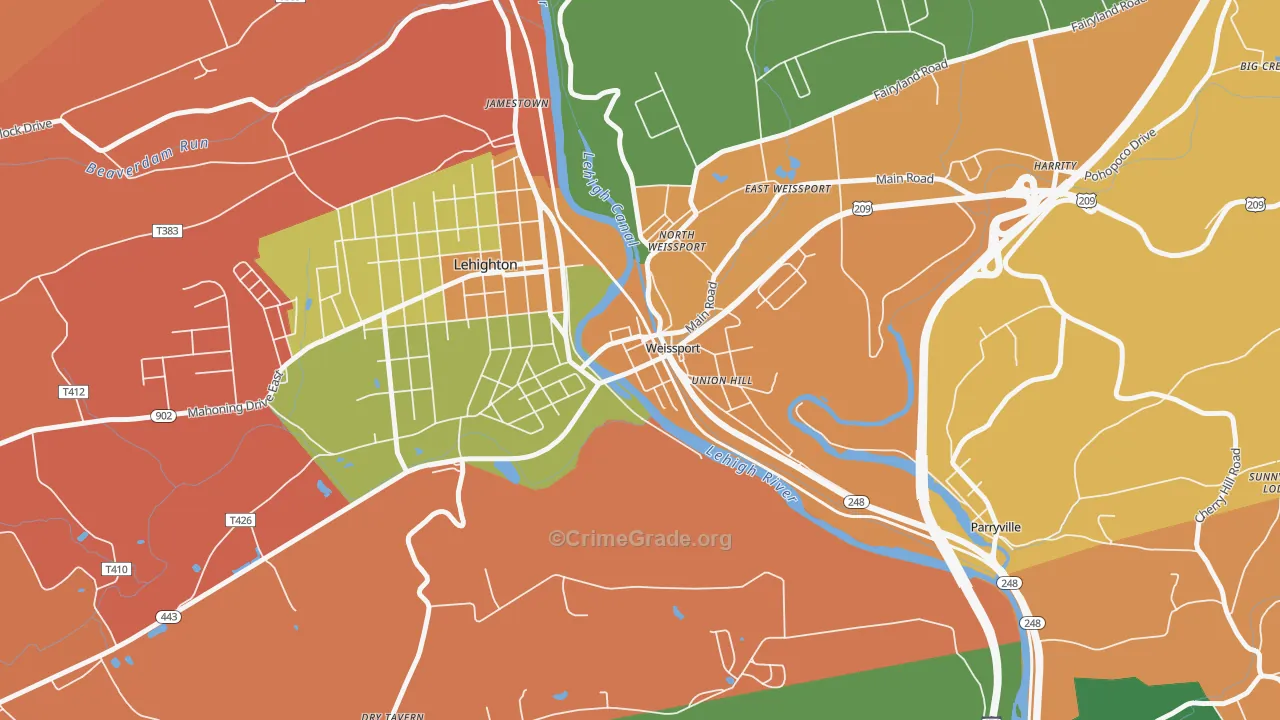 Weissport, PA Map of Arson Rates