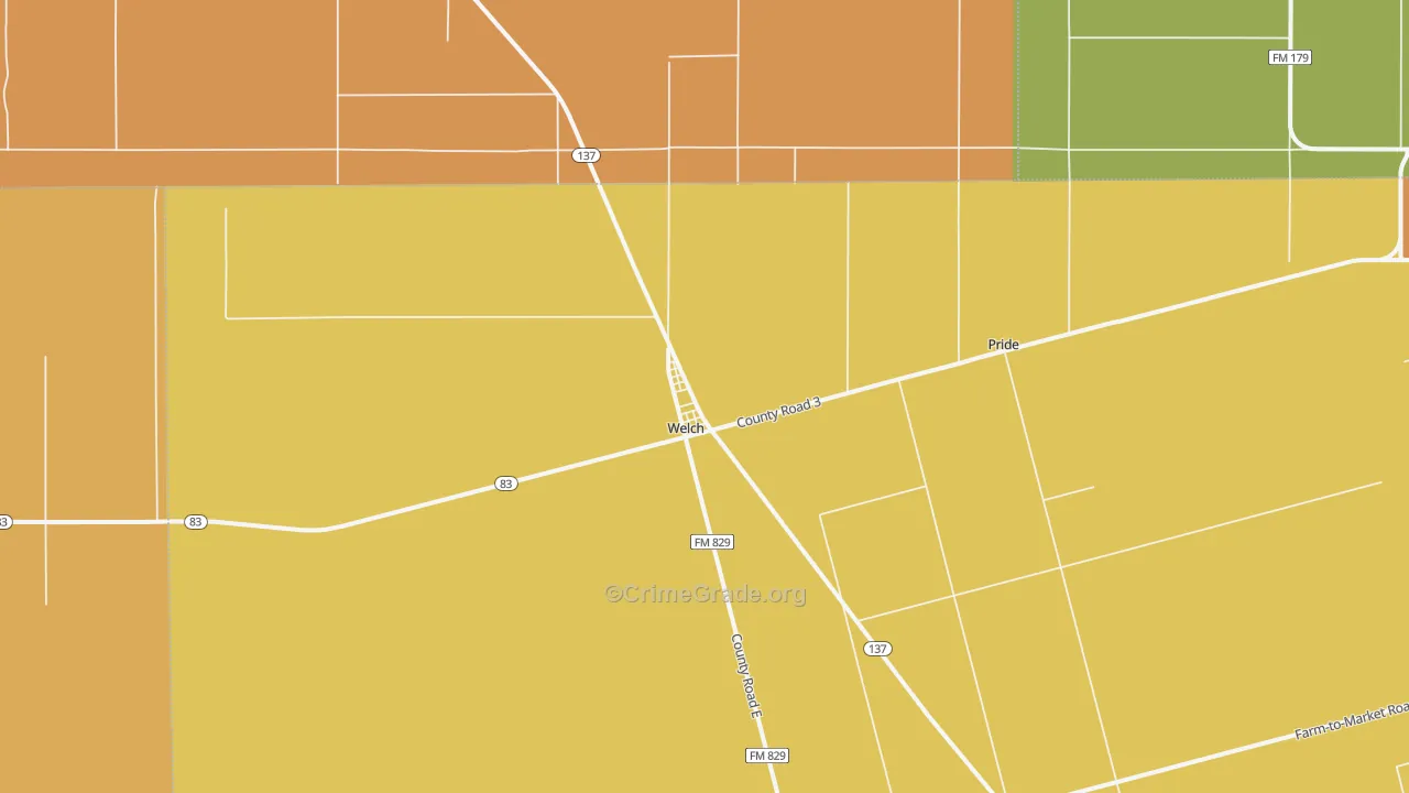 Welch, TX Map of Arson Rates