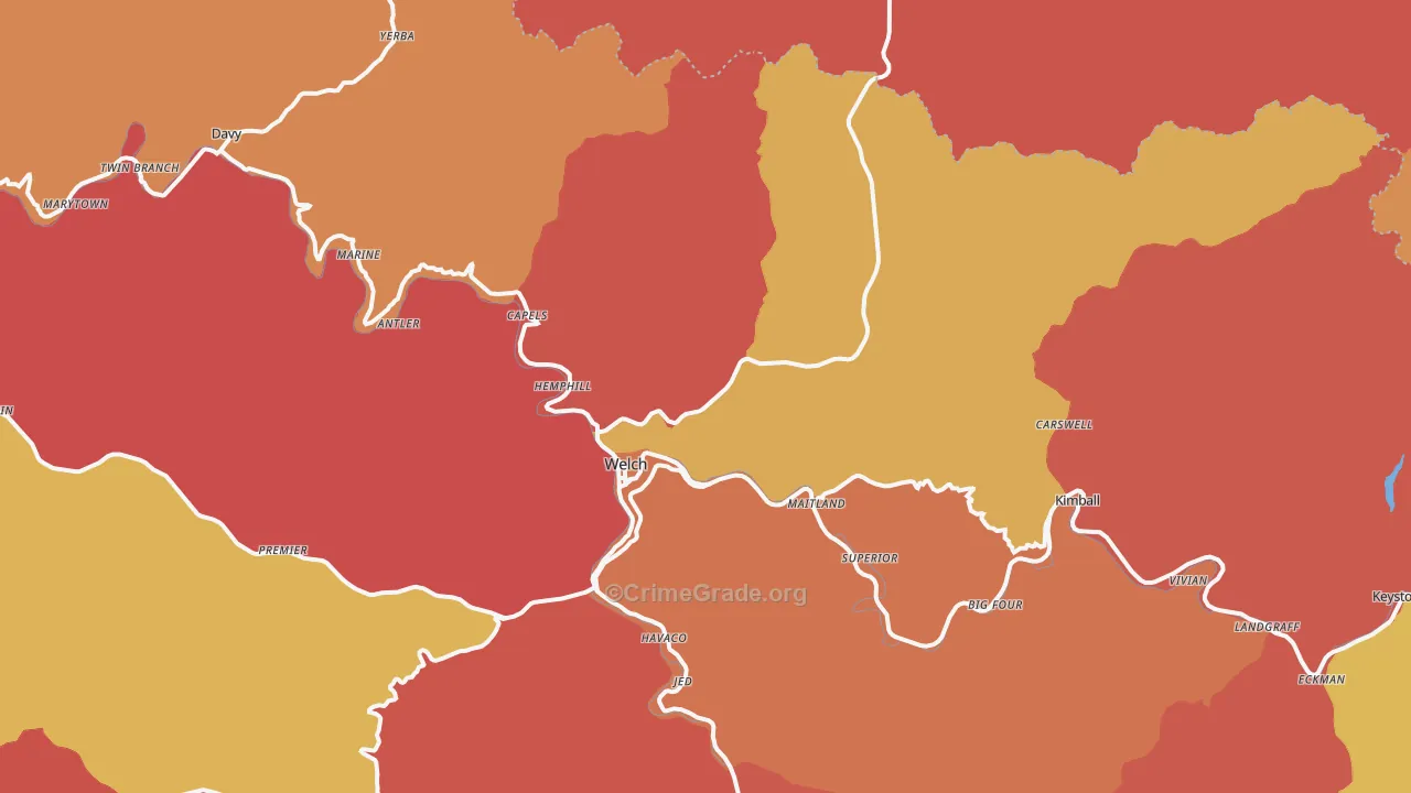 Welch, WV Map of Arson Rates