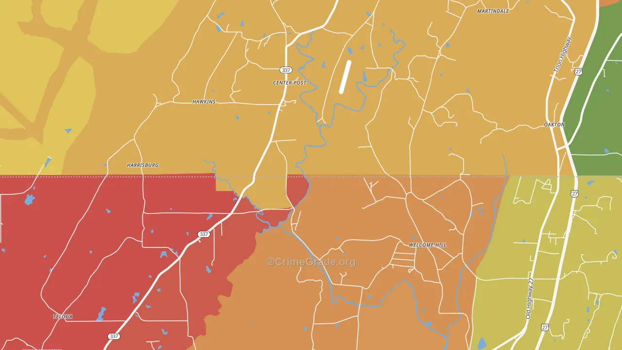 Welcome Hill, GA Map of Arson Rates