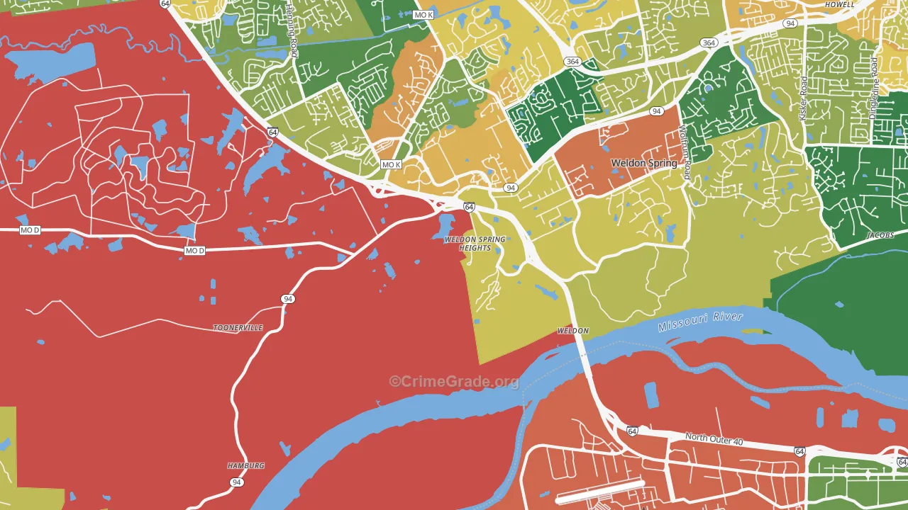 Weldon Spring Heights, MO Map of Arson Rates