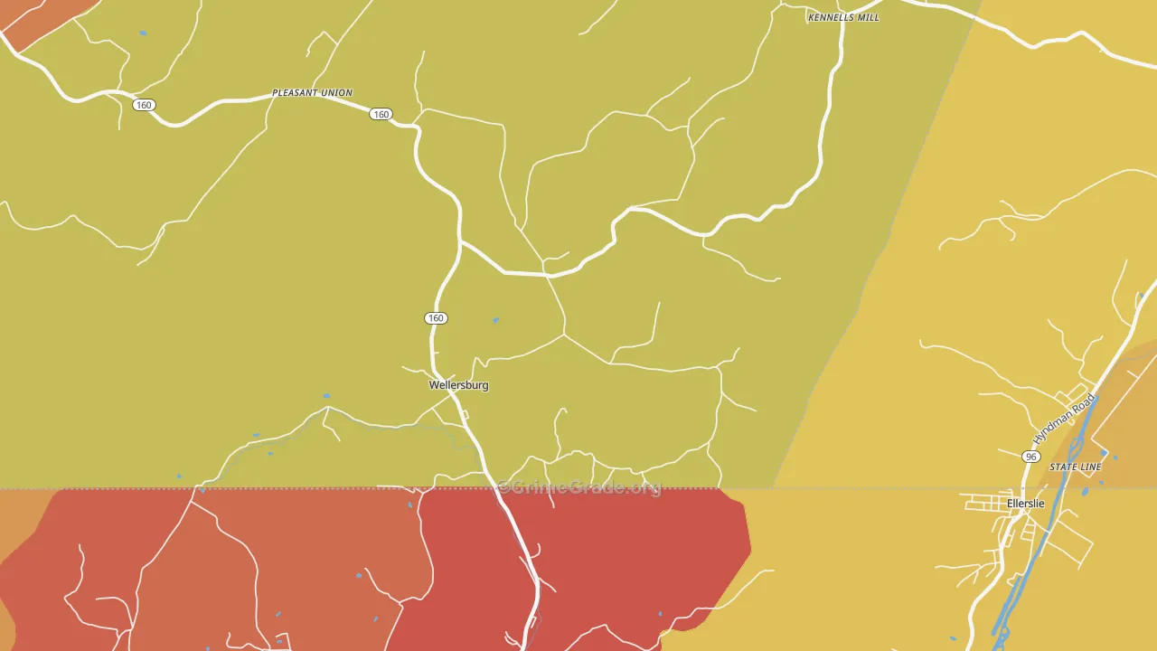 Wellersburg, PA Map of Arson Rates