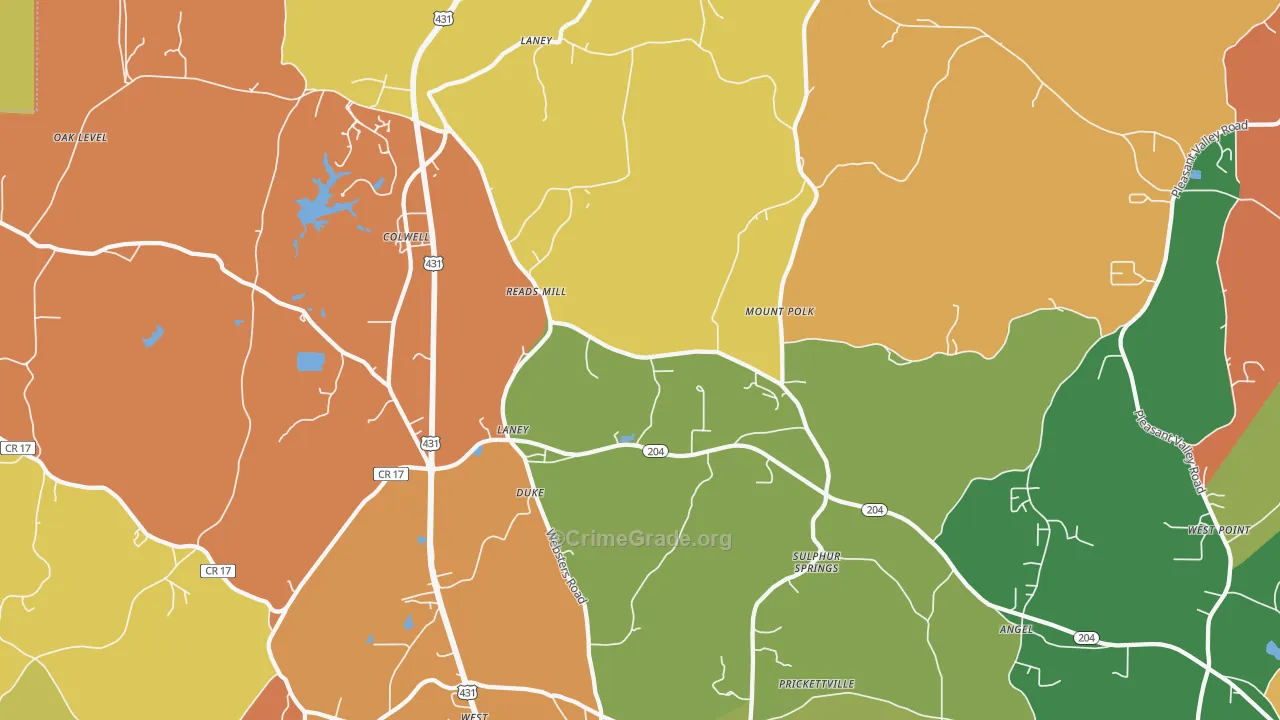 Wellington, AL Map of Arson Rates