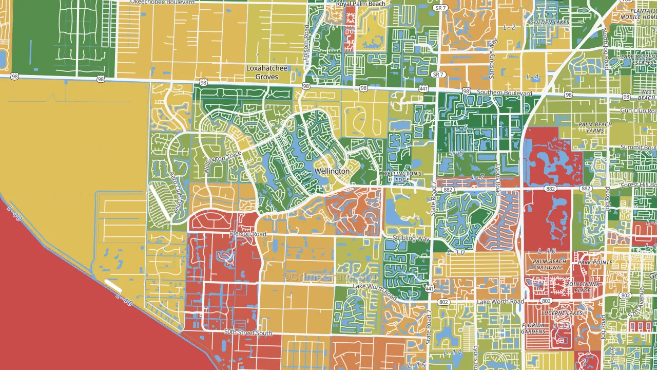 Wellington, FL Map of Arson Rates