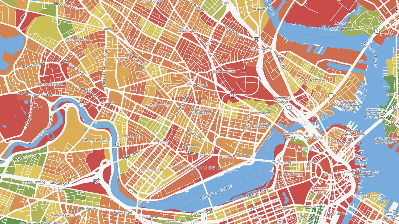 Wellington-Harrington, Cambridge, MA Map of Arson Rates
