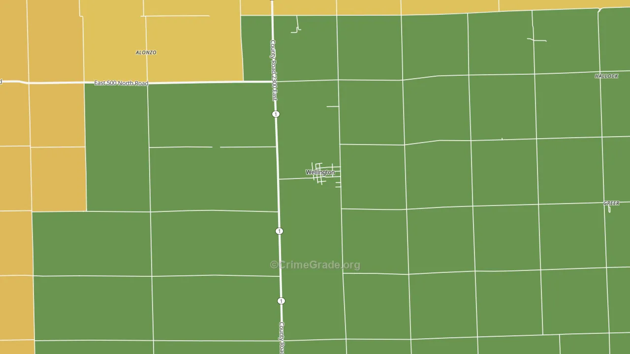 Wellington, IL Map of Arson Rates