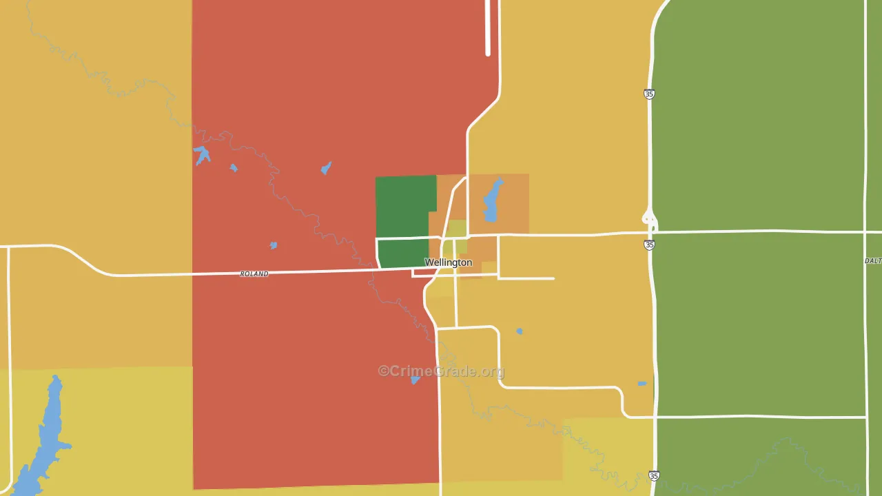 Wellington, KS Map of Arson Rates