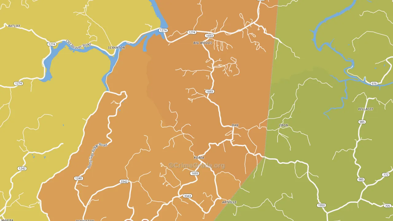 Wellington, KY Map of Arson Rates