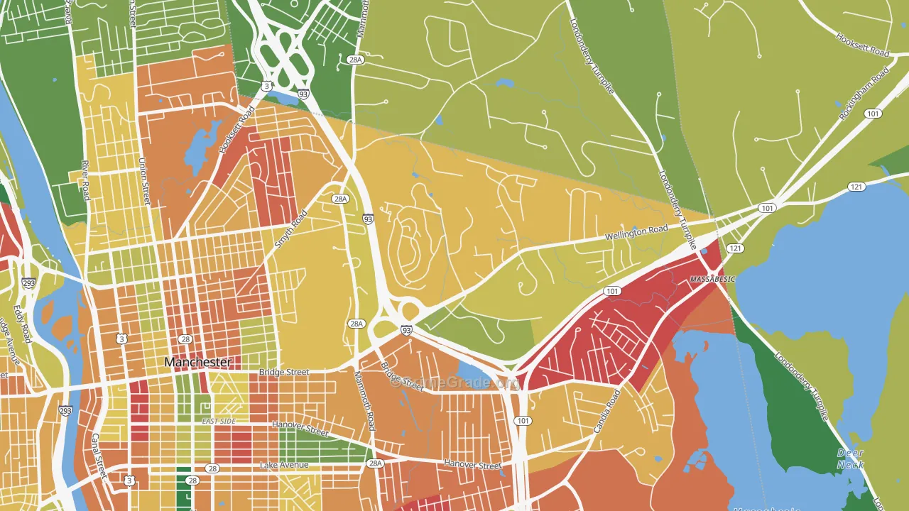 Wellington, Manchester, NH Map of Arson Rates