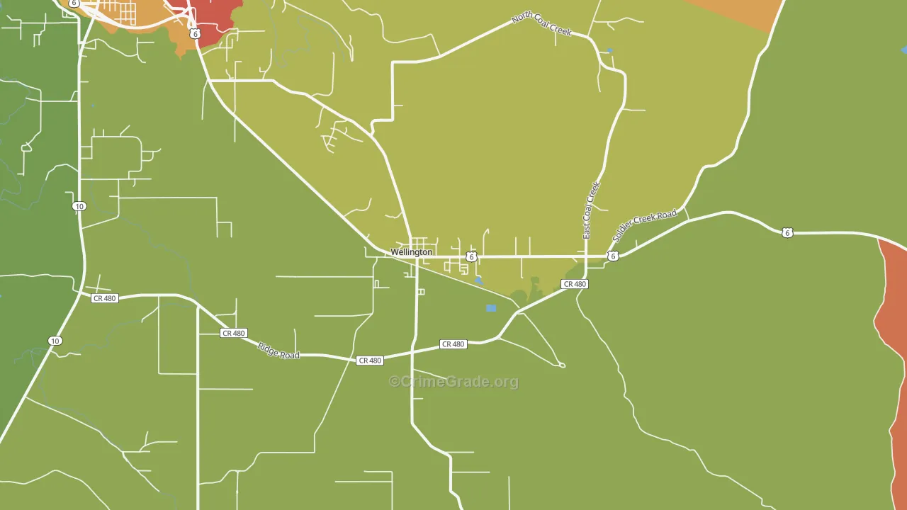 Wellington, UT Map of Arson Rates
