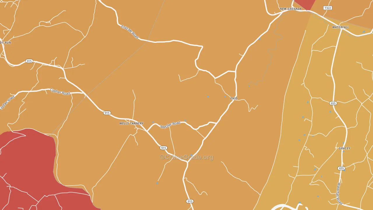 Wells Tannery, PA Map of Arson Rates