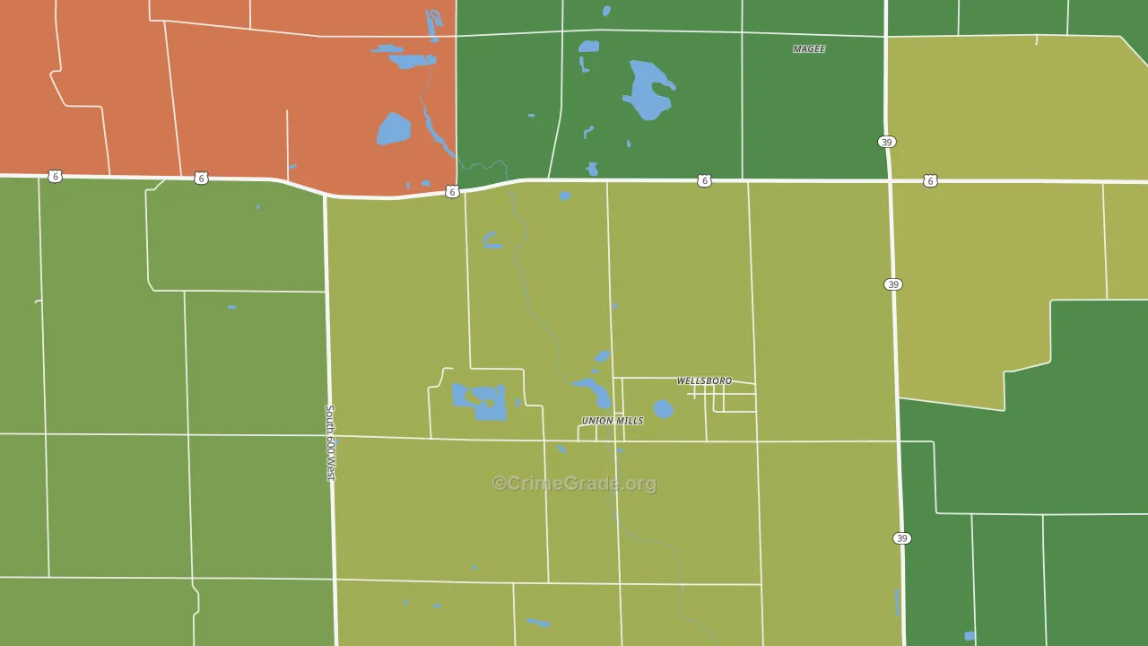 Wellsboro, IN Map of Arson Rates
