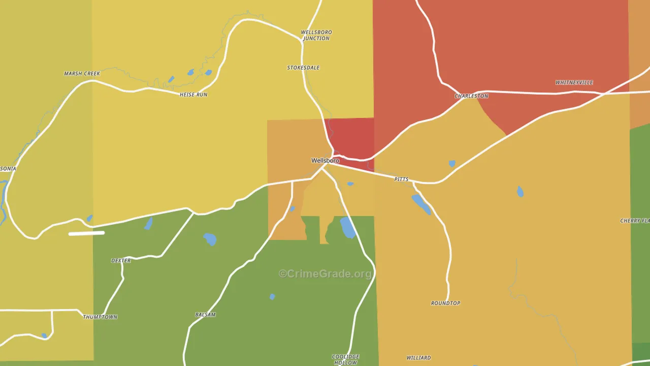 Wellsboro, PA Map of Arson Rates