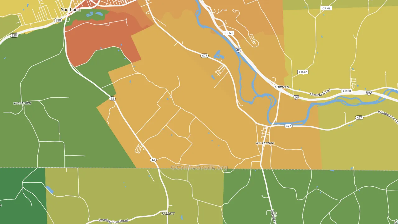 Wellsburg, NY Map of Arson Rates