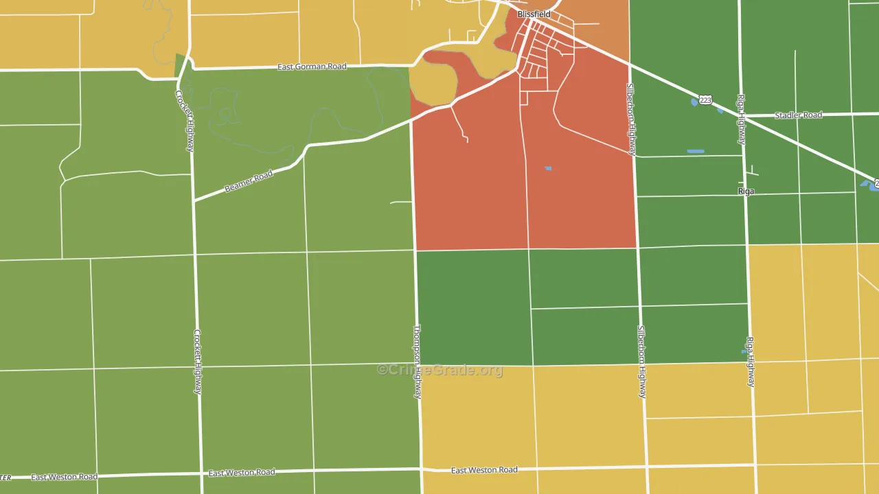 Wellsville, MI Map of Arson Rates