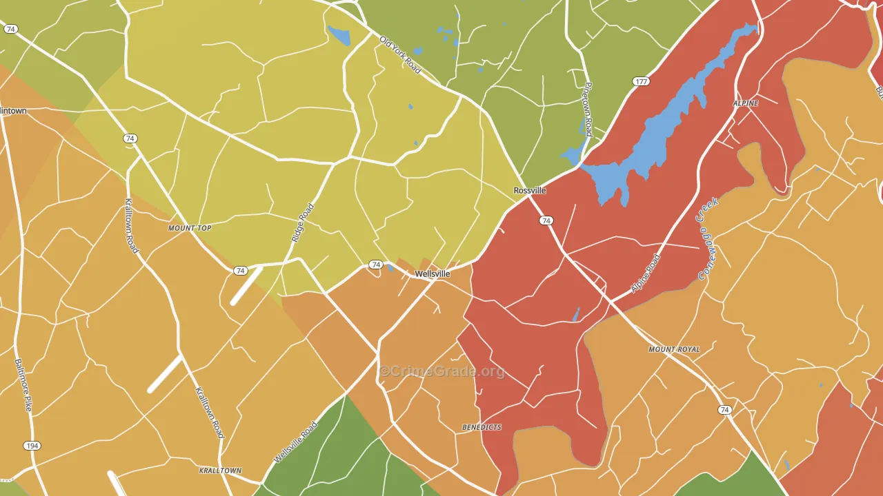 Wellsville, PA Map of Arson Rates