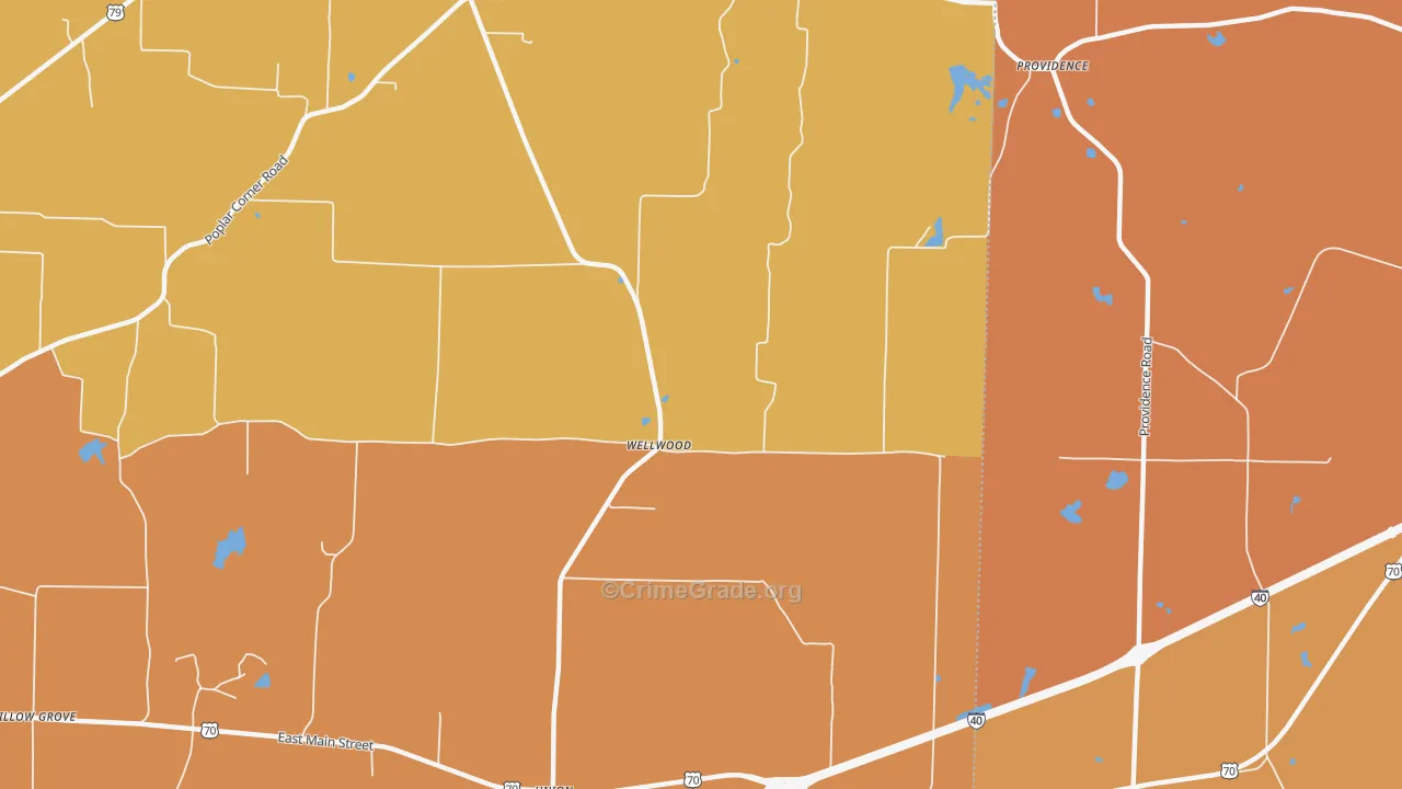 Wellwood, TN Map of Arson Rates