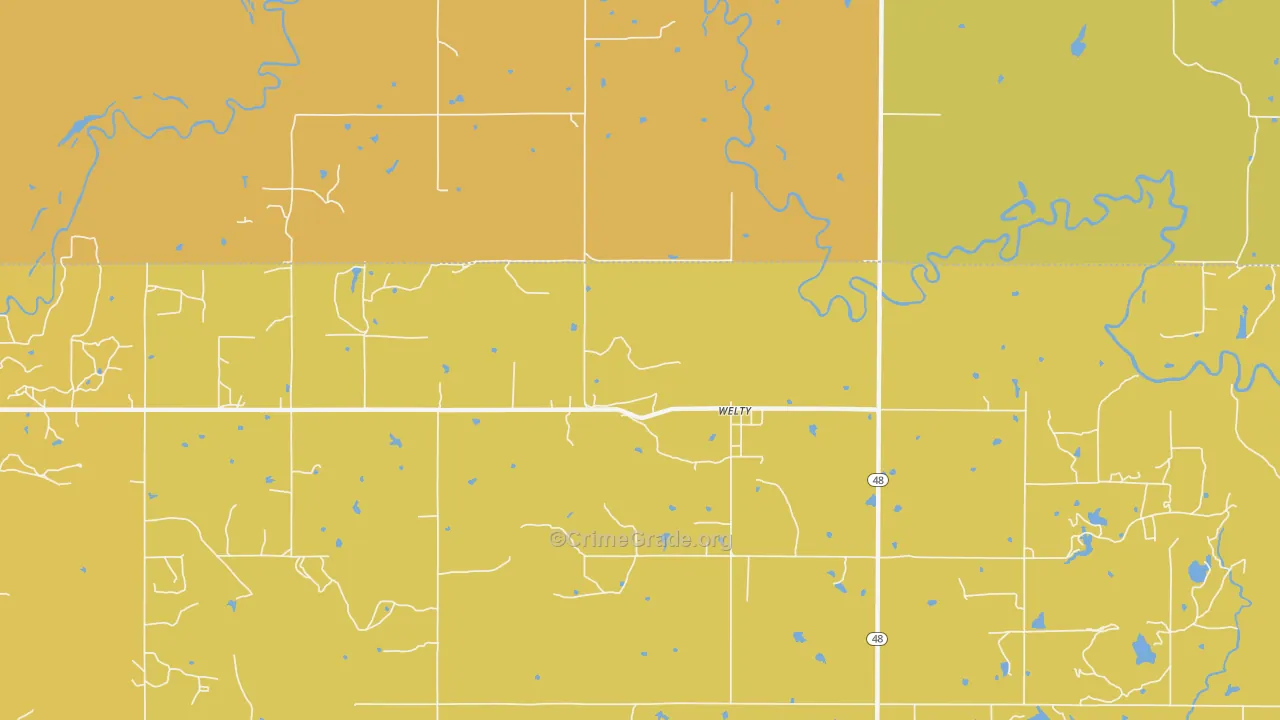 Welty, OK Map of Arson Rates