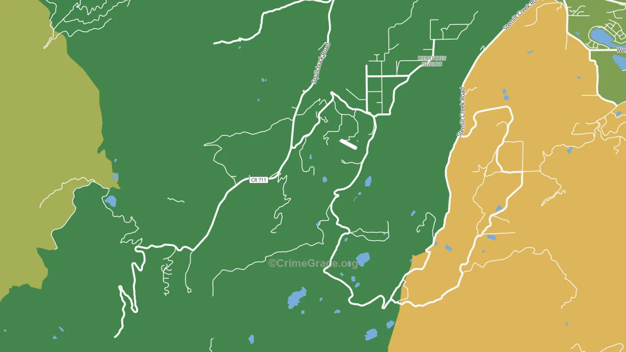 Wenatchee Heights, WA Map of Arson Rates
