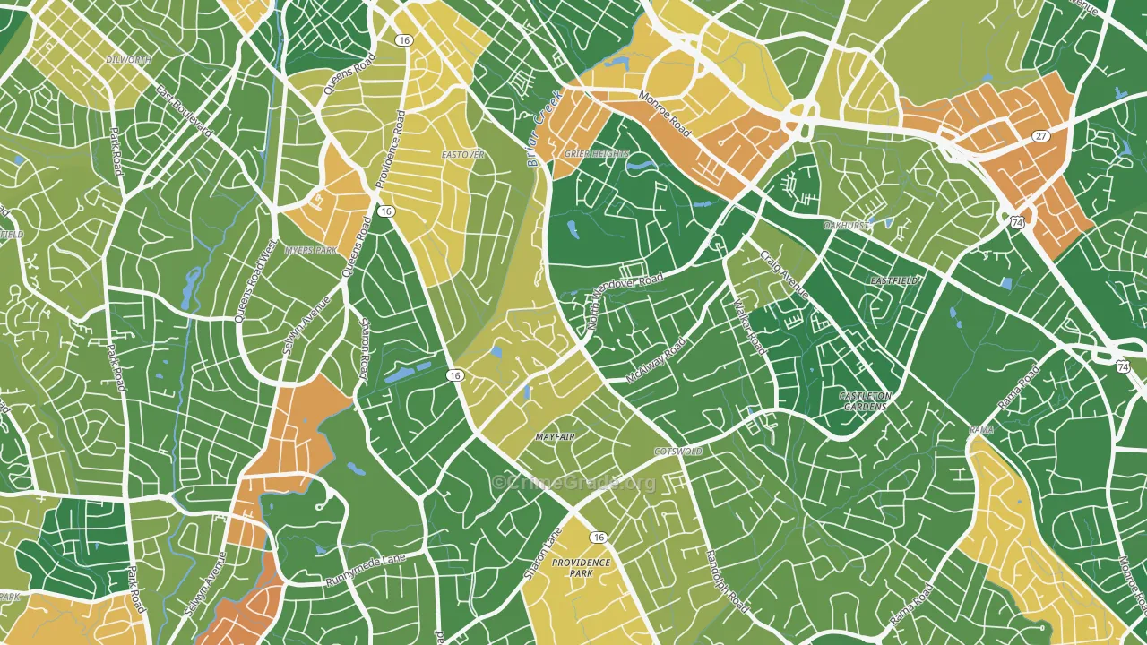 Wendover-Sedgewood, Charlotte, NC Map of Arson Rates