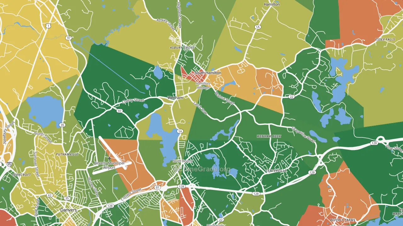 Wenham, MA Map of Arson Rates