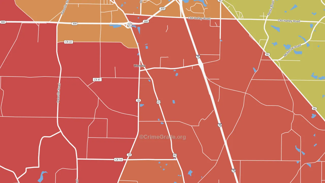 Wenona, GA Map of Arson Rates