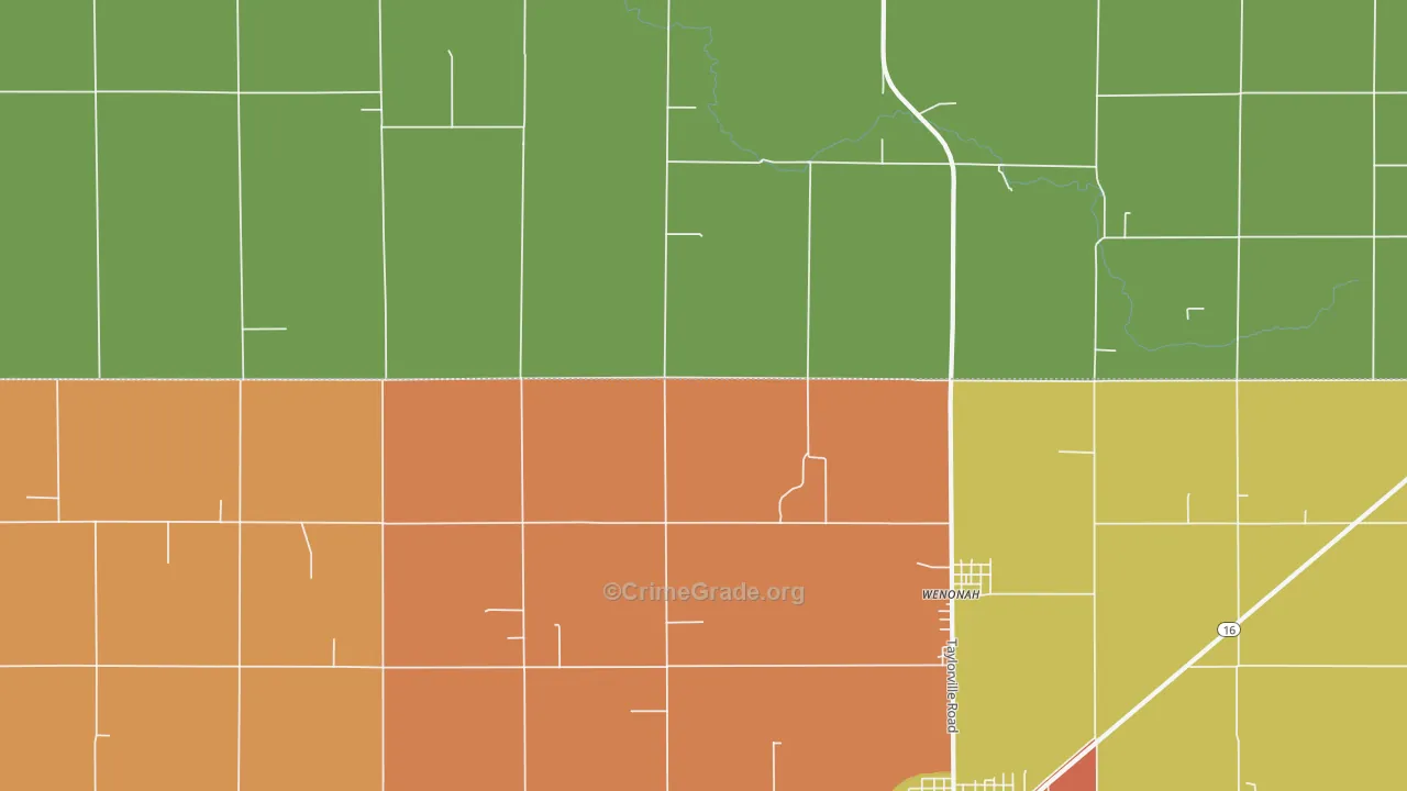 Wenonah, IL Map of Arson Rates