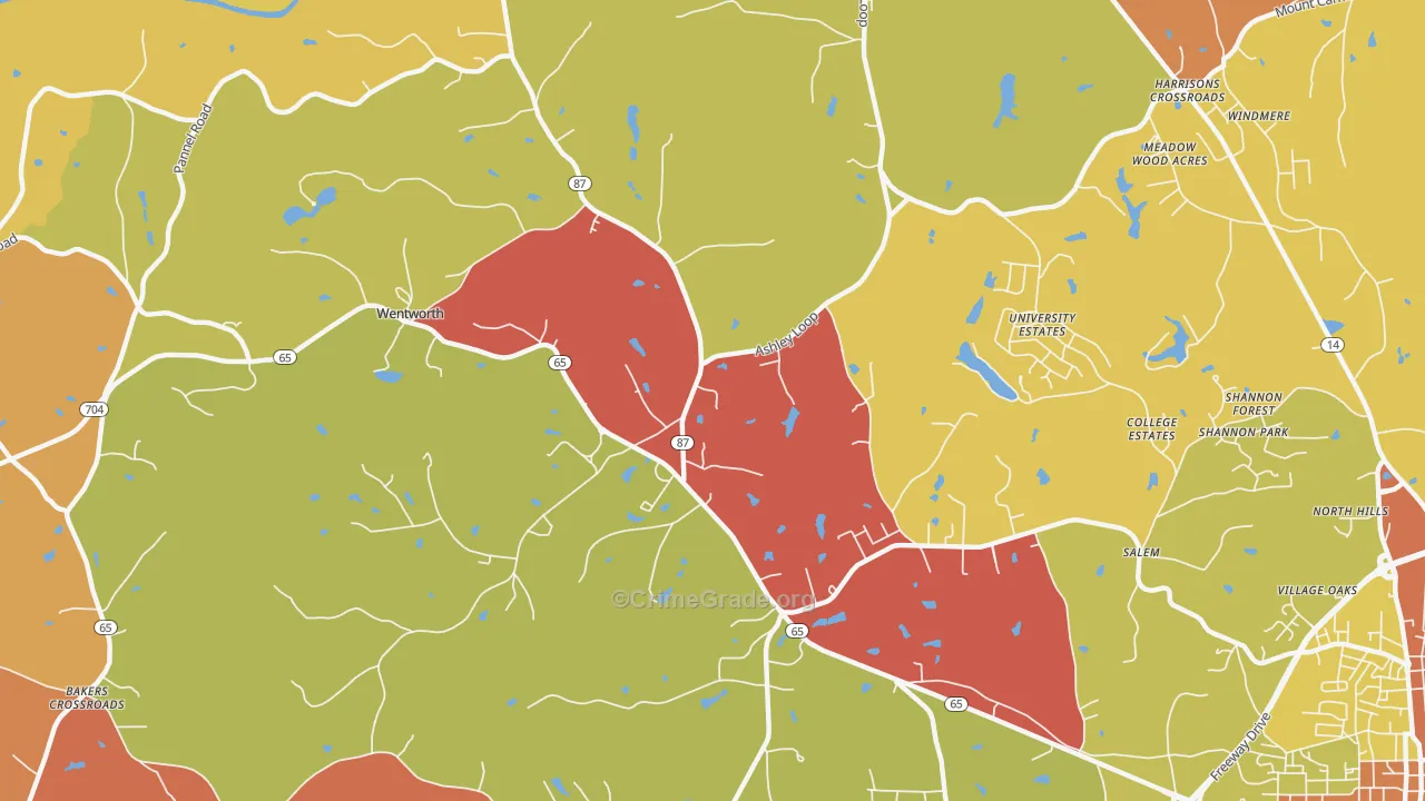 Wentworth, NC Map of Arson Rates