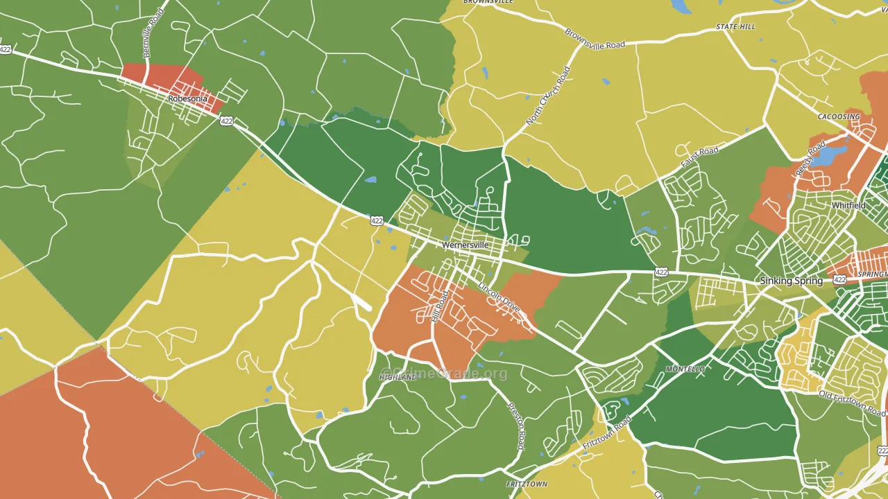 Wernersville, PA Map of Arson Rates