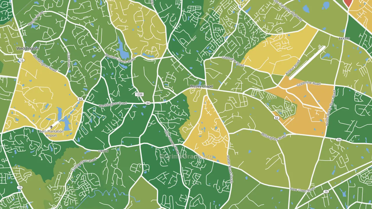Wesley Chapel, NC Map of Arson Rates