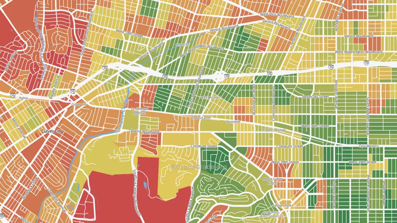 West Adams, Los Angeles, CA Map of Arson Rates