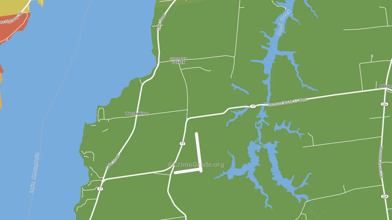West Addison, VT Map of Arson Rates