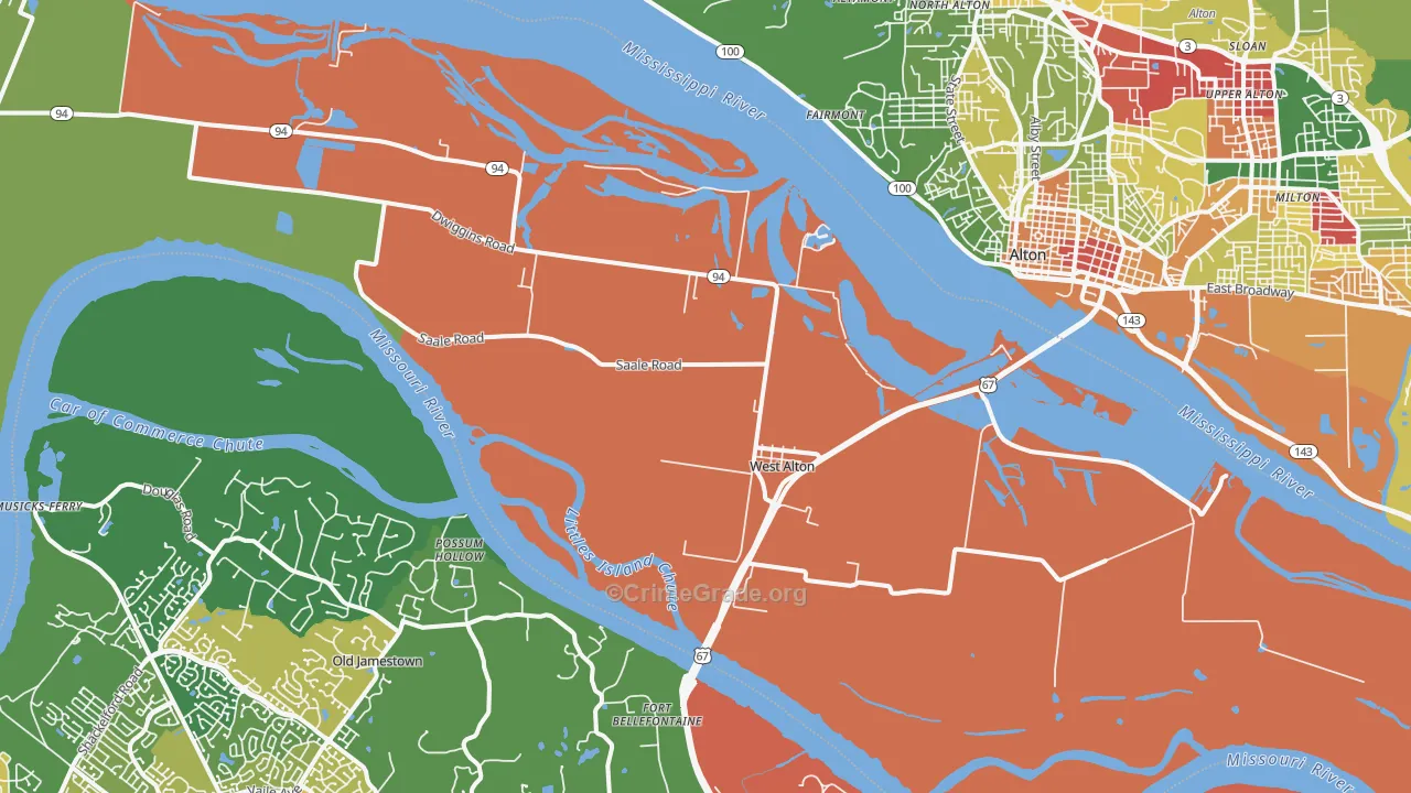 West Alton, MO Map of Arson Rates