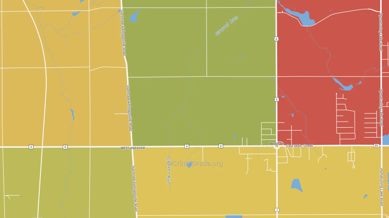 West Andover, OH Map of Arson Rates