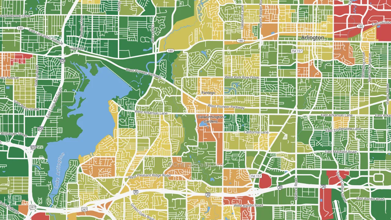 West, Arlington, TX Map of Arson Rates