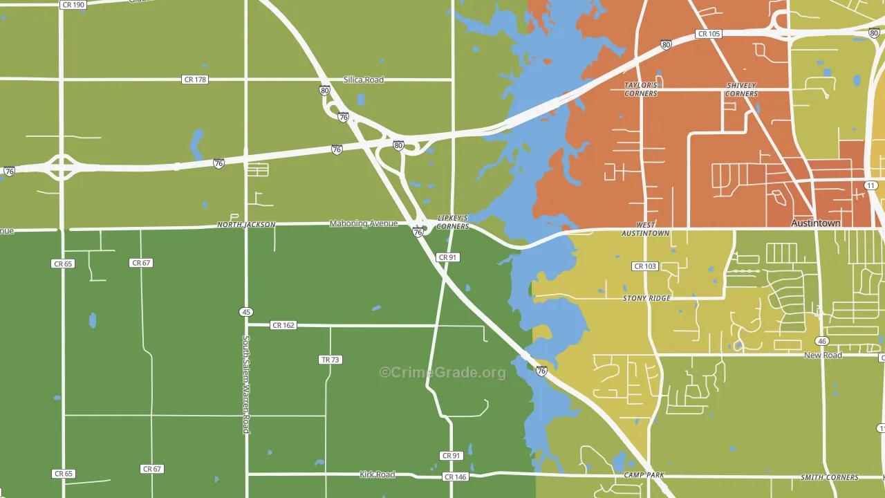 West Austintown, OH Map of Arson Rates