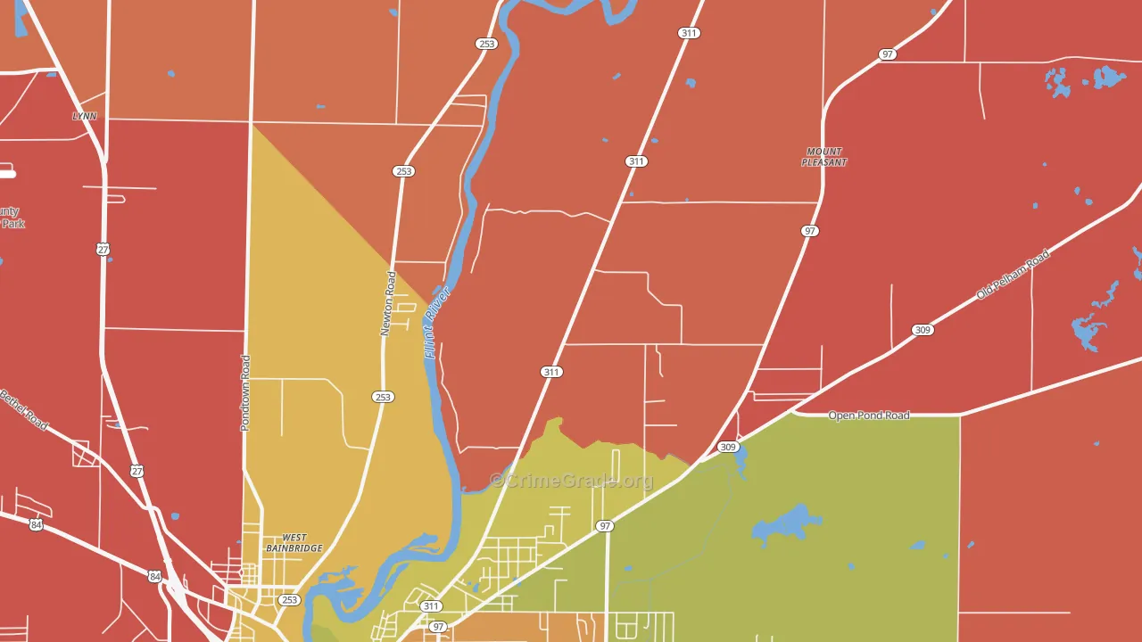 West Bainbridge, GA Map of Arson Rates