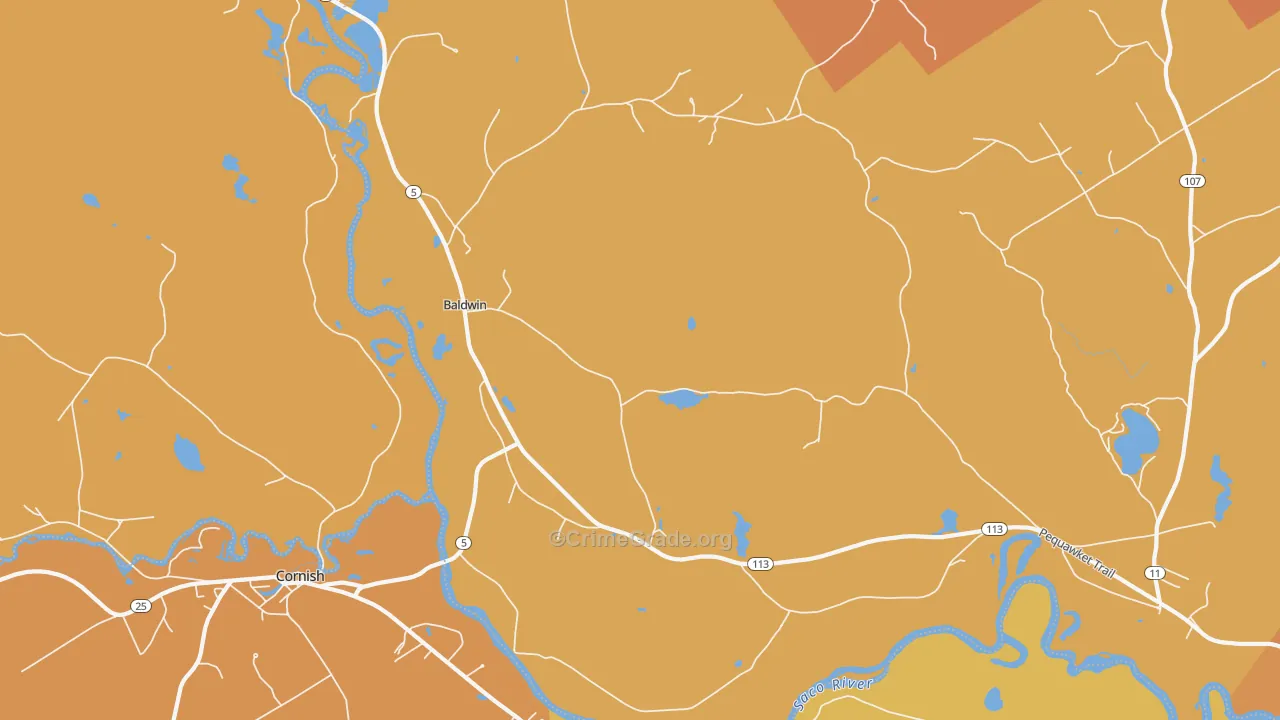 West Baldwin, ME Map of Arson Rates