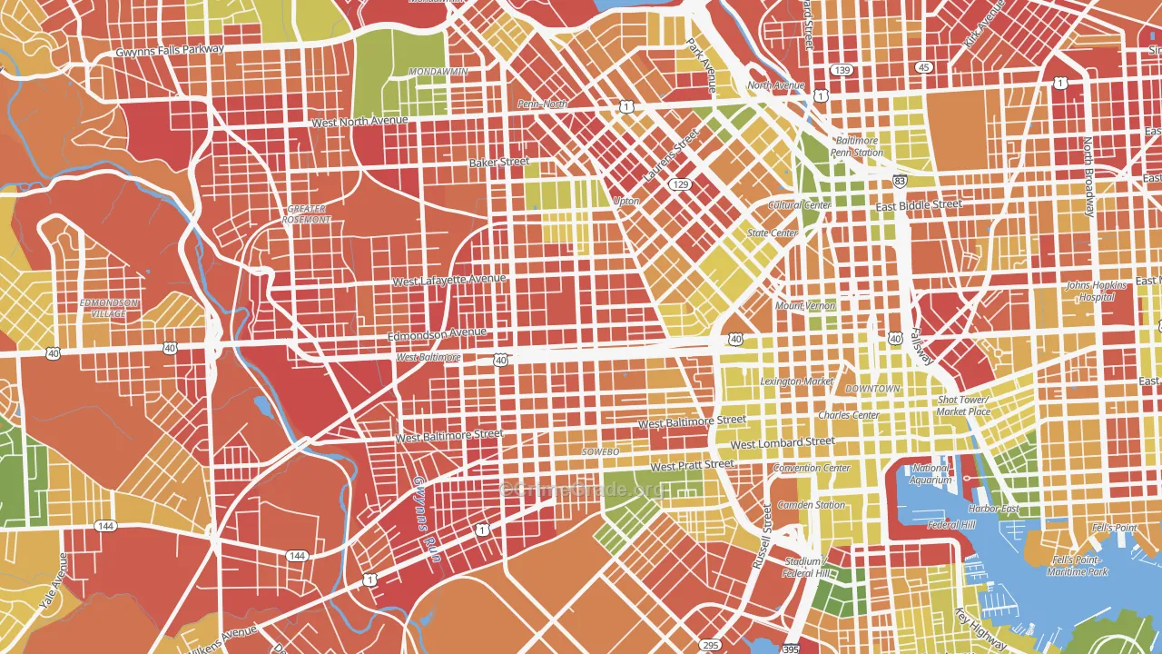 West Baltimore, Baltimore, MD Map of Arson Rates