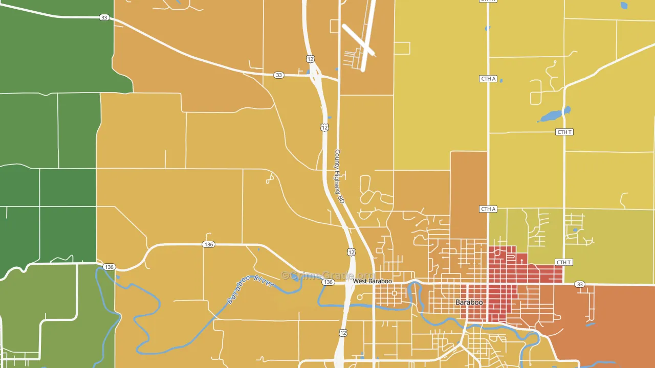 West Baraboo, WI Map of Arson Rates