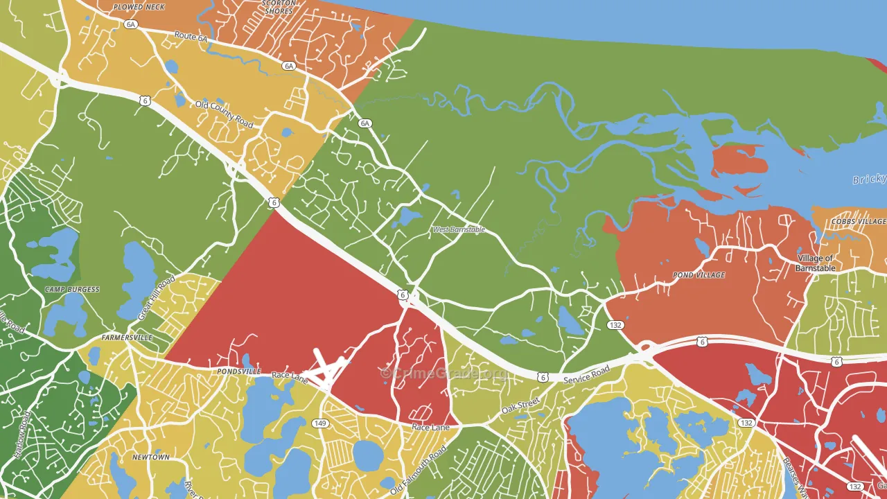 West Barnstable, MA Map of Arson Rates