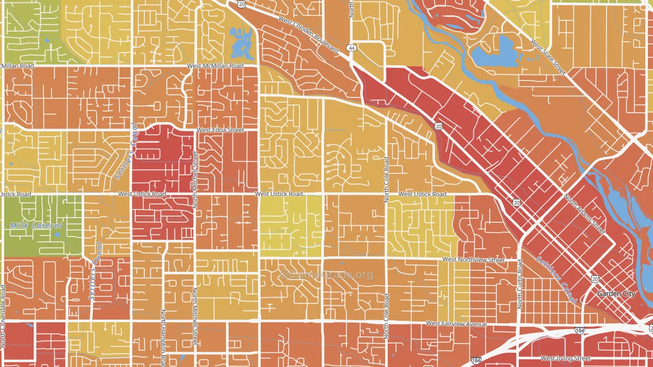West Bench, Boise, ID Map of Arson Rates